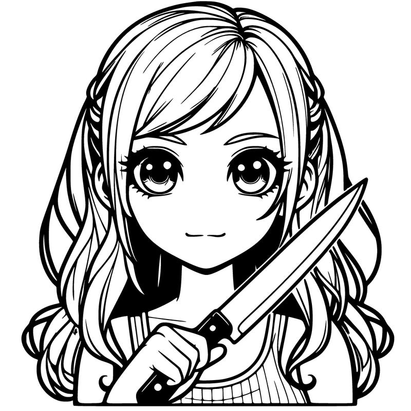 realistic girl holding a knife