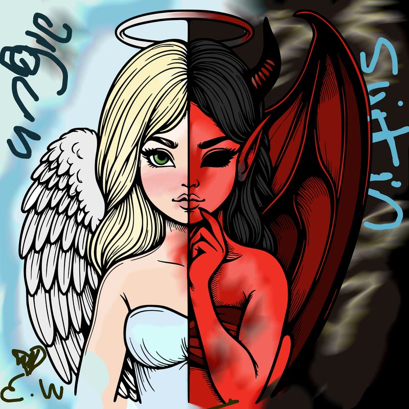 realistic angel half demon