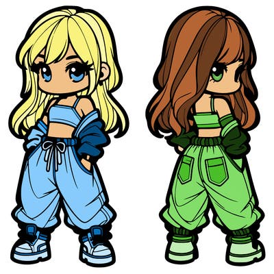 girl in crop top and baggy pants