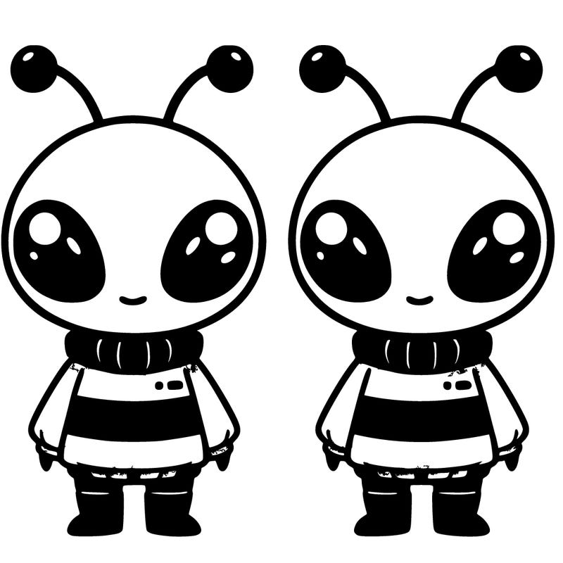 an irken empire with a light pink sweater with black strips and black pants and black boots and black antennae with cute alien eyes