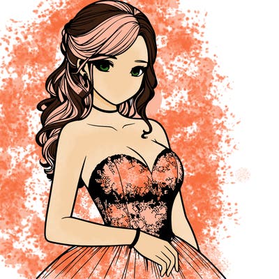 realistic girl in prom dress
