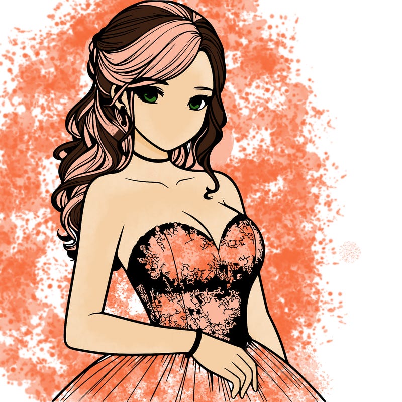 realistic girl in prom dress