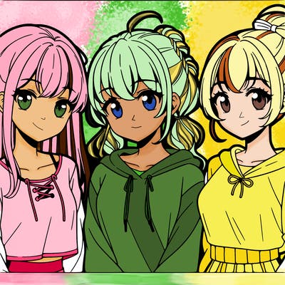 three girls anime