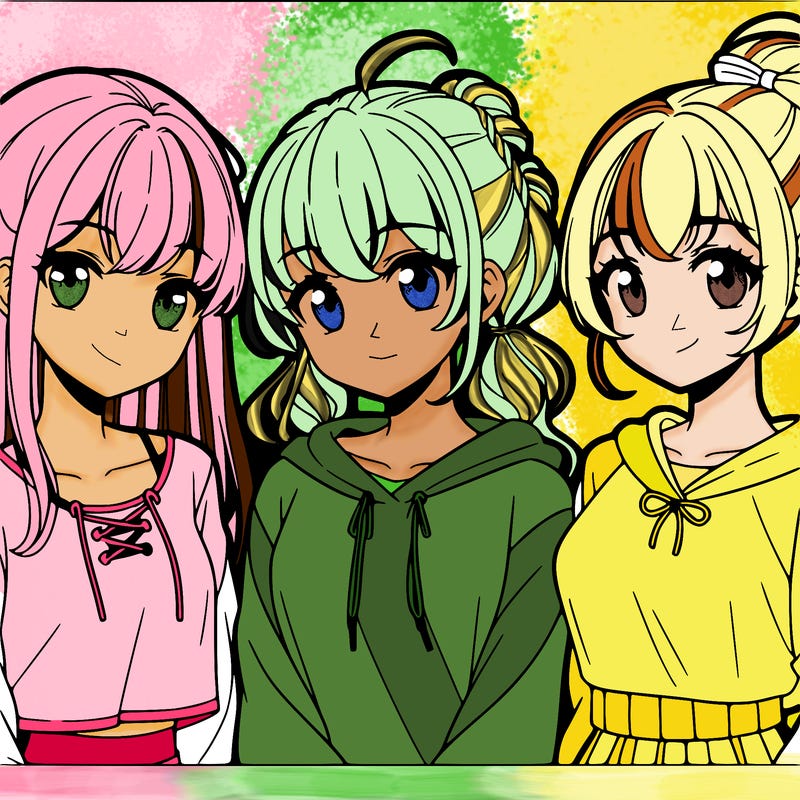 three girls anime