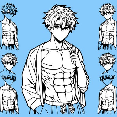 hot anime boy with a 6 pack