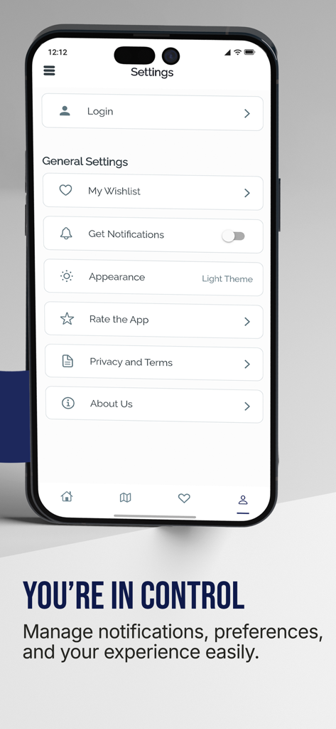 Job Me Now - Find your job - The settings menu of the Job Me Now app displaying options for notifications, app appearance, and account preferences.
