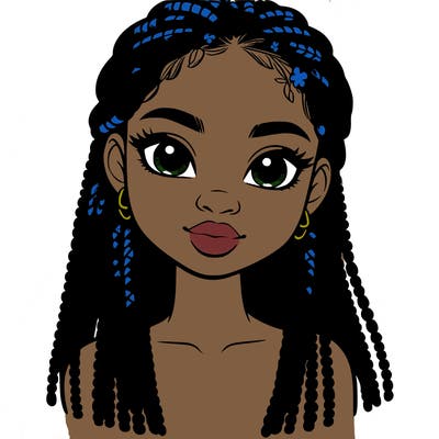 a realistic black girl with braids