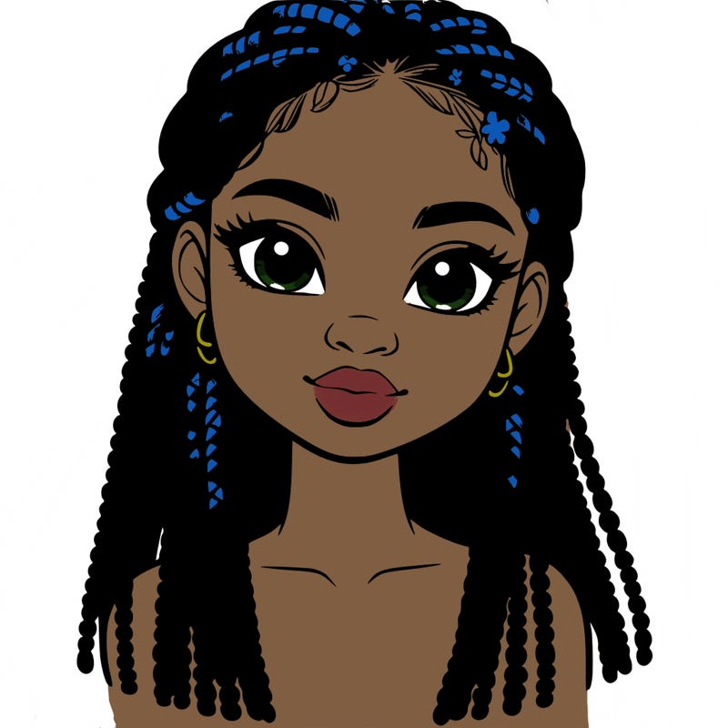 a realistic black girl with braids