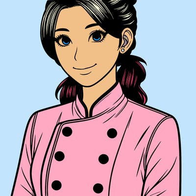 realistic asian woman cuisine chef