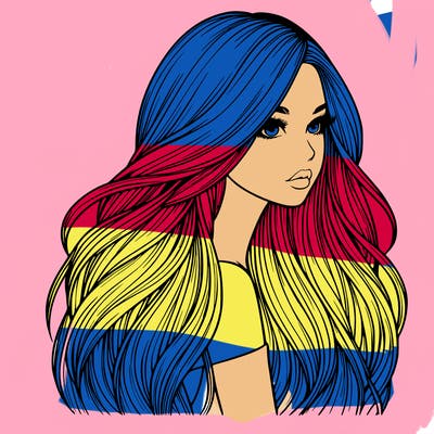 realistic girl with long realistic hair