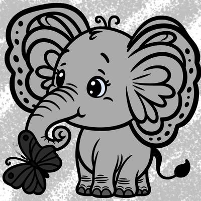 elephant with butterfly ears