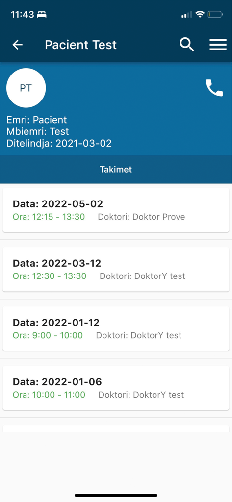 DentalSoft - Interfaz de la aplicación móvil DentalSoft que muestra el perfil de un paciente y su lista de historial de citas