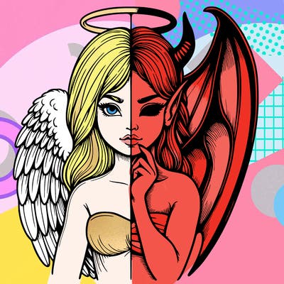 realistic angel half demon