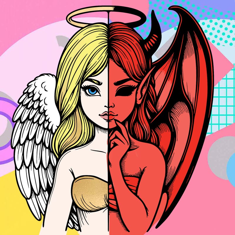 realistic angel half demon