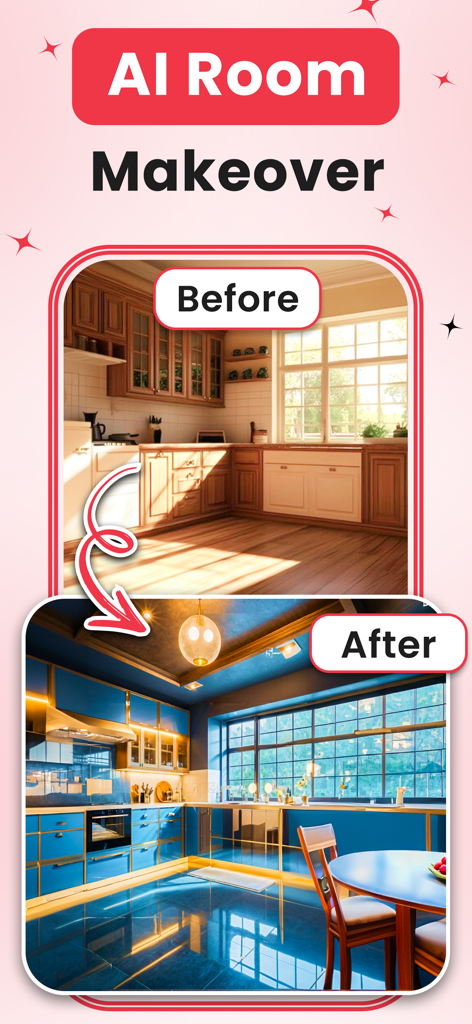 Home AI : AI Interior Design - AI interior design before and after kitchen makeover
