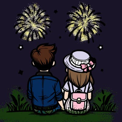 couple watching fireworks