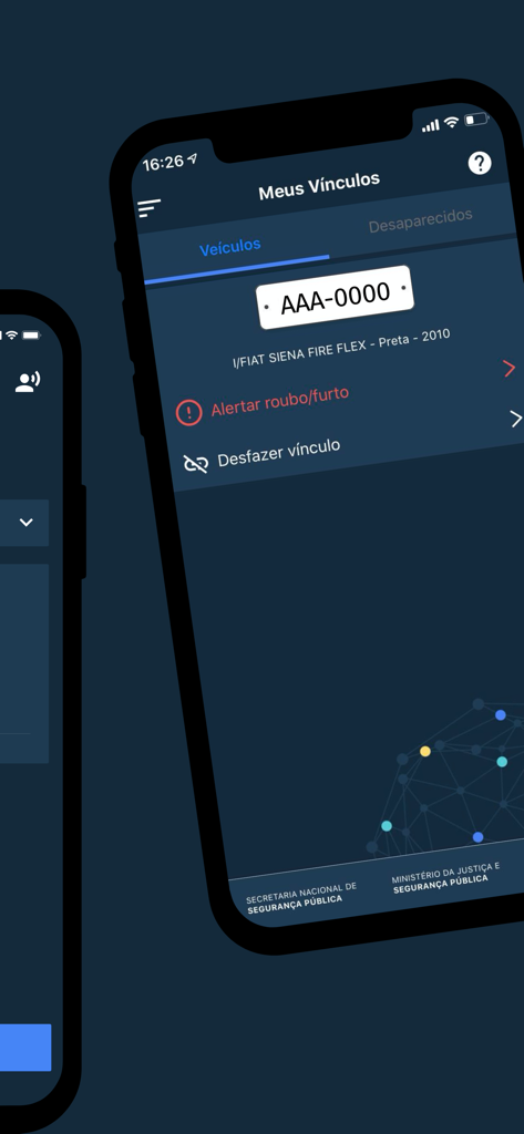 Sinesp Cidadão - Sinesp Cidadao app interface showing car details and option to alert theft