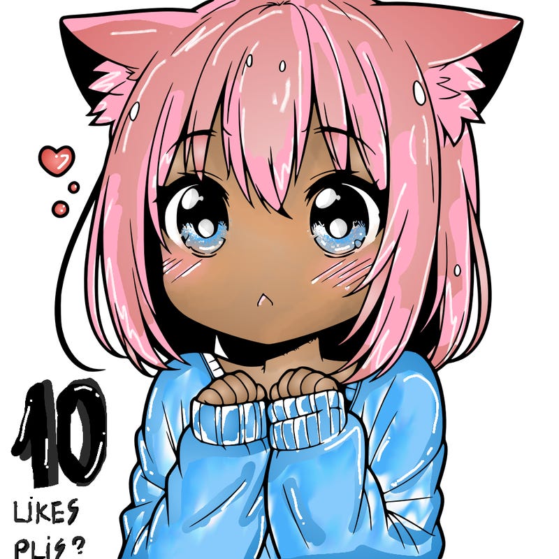shy anime catgirl