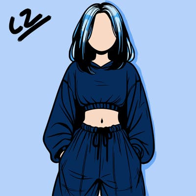 realistic girl faceless with baggy pants and a crop top