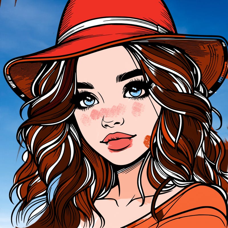 realistic girl with hat