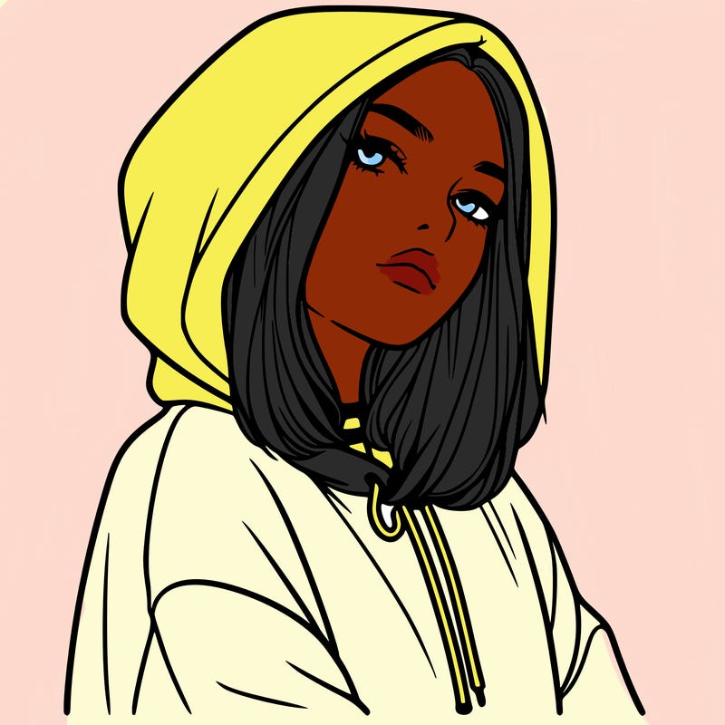 a realistic girl in a hoodie