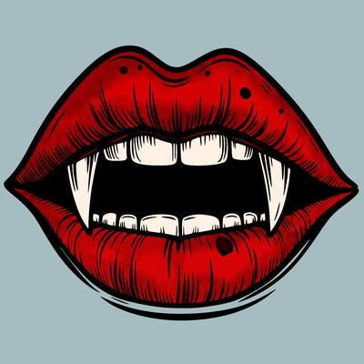 lips with vampire teeth