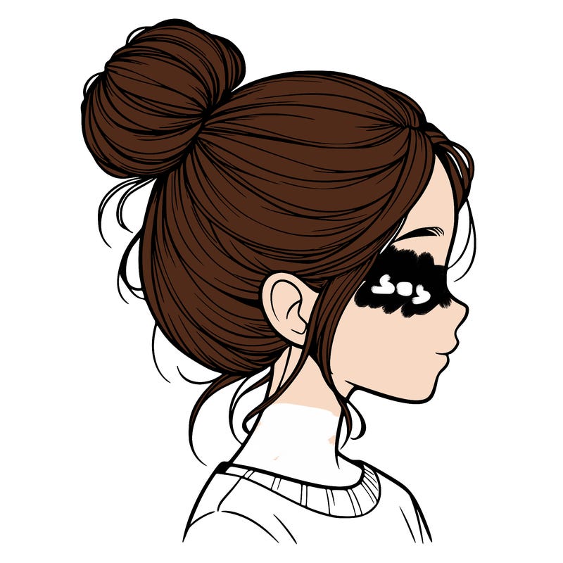 realistic girl with hair bun