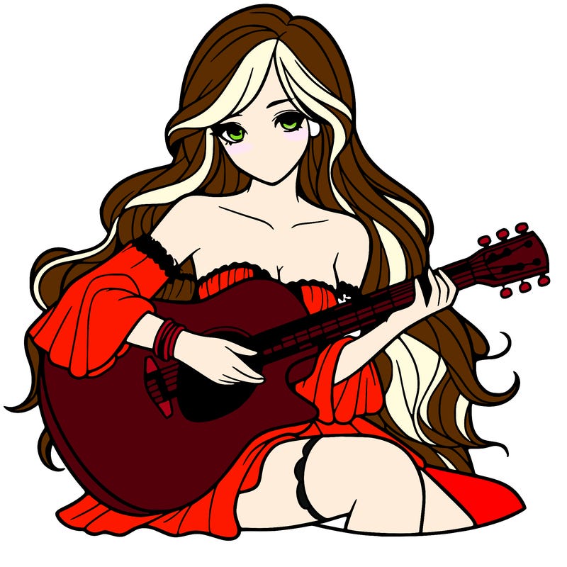 beautiful girl playing the guitar