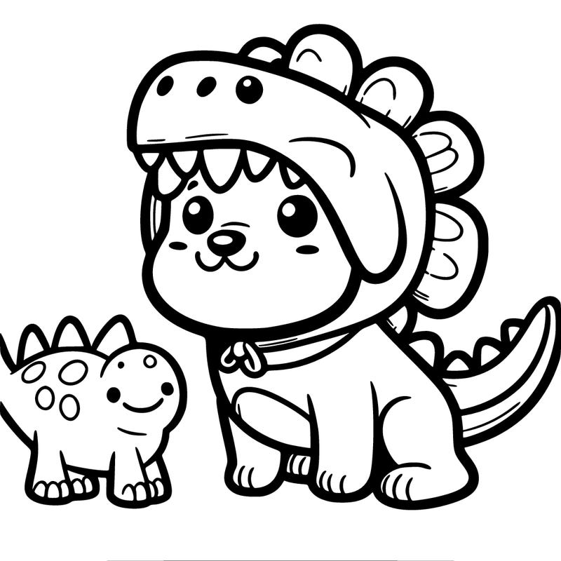 dog with dinosaur costume