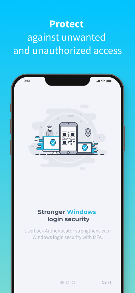 UserLock Push - Tela do aplicativo UserLock Push para login seguro do Windows com autenticação multifator