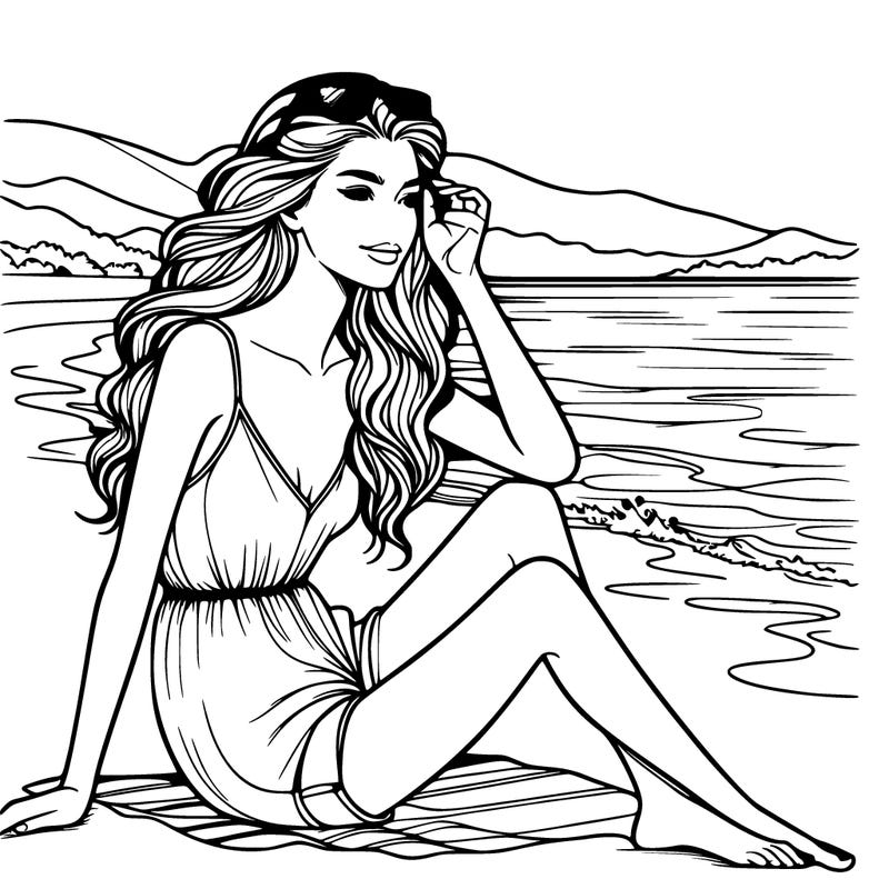 realistic girl at the beach