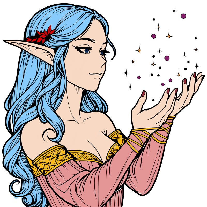 realistic elf girl doing magic