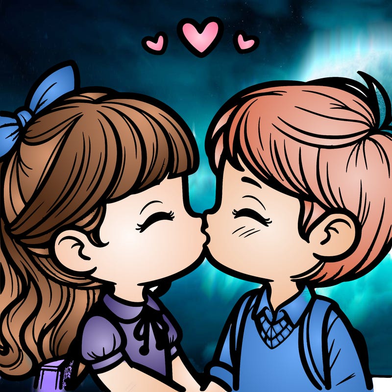 boy and girl kissing