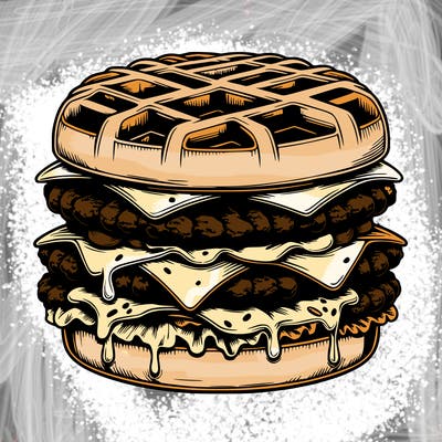 realistic waffle burger