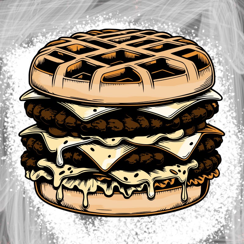realistic waffle burger
