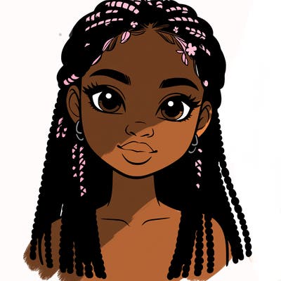 a realistic black girl with braids