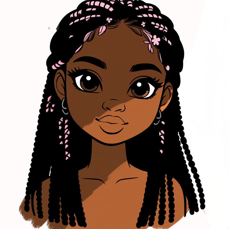 a realistic black girl with braids