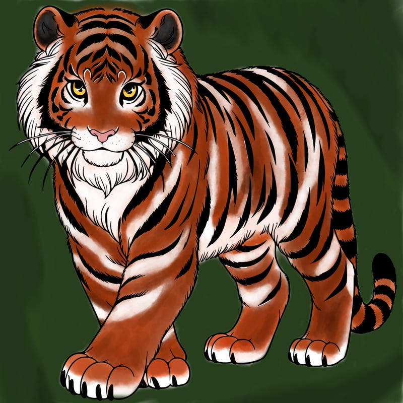 detailed siberian tiger anime