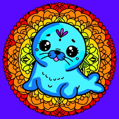 a cute baby seal mandala