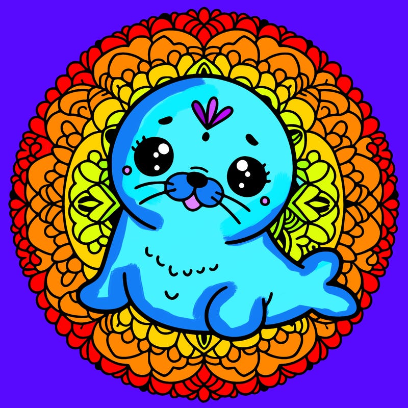 a cute baby seal mandala