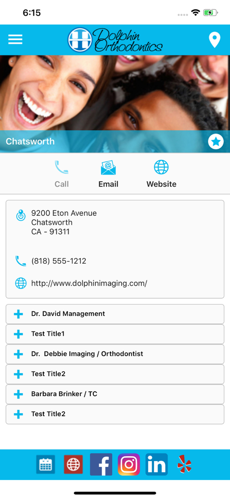 Dolphin MyOrthodontist - Contact information page for Dolphin Orthodontics showing location details and staff directory.