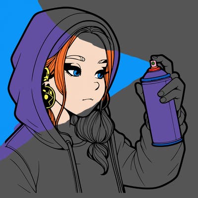 a realistic girl, spray painting