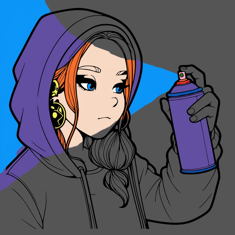 a realistic girl, spray painting