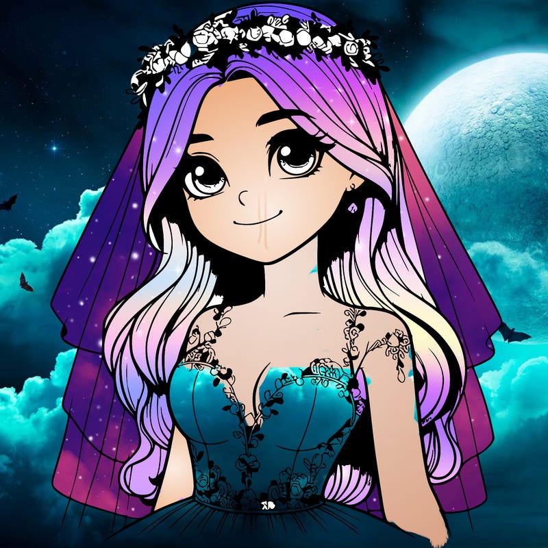 realistic girl in a wedding dress