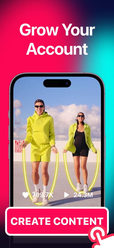 TikDown: Save TikTok Video - TikDown app screenshot showing a viral TikTok video example with high engagement and a grow your account headline