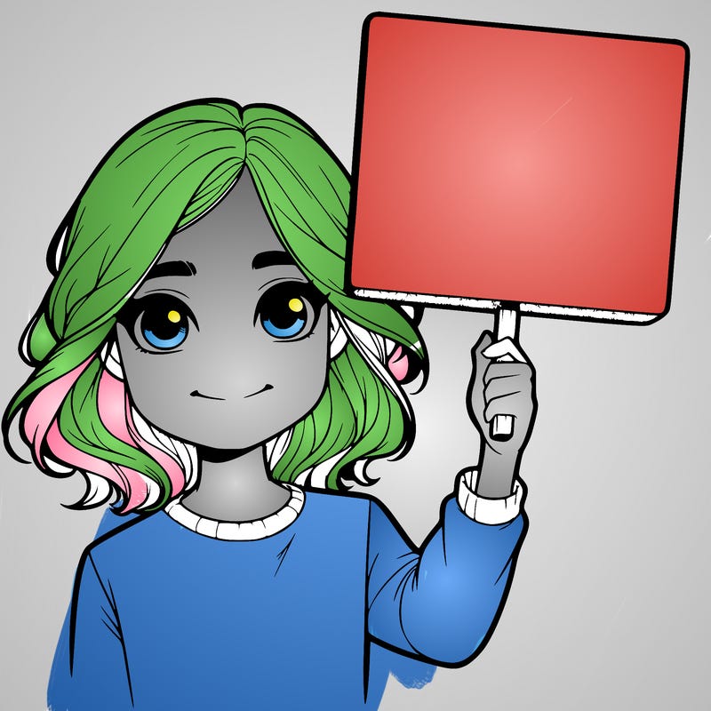 realistic girl holding up a sign