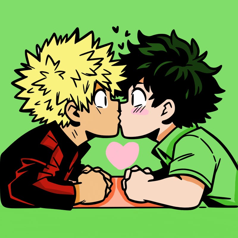 bakugou and deku smooching