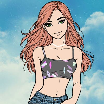 realistic teenage girl in crop top
