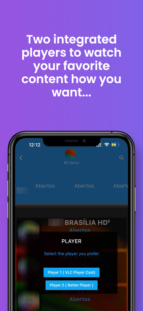 SSS IPTV, Simple, Smart Super - SSS IPTV app screen showing options to choose between VLC Player Cast and Better Player