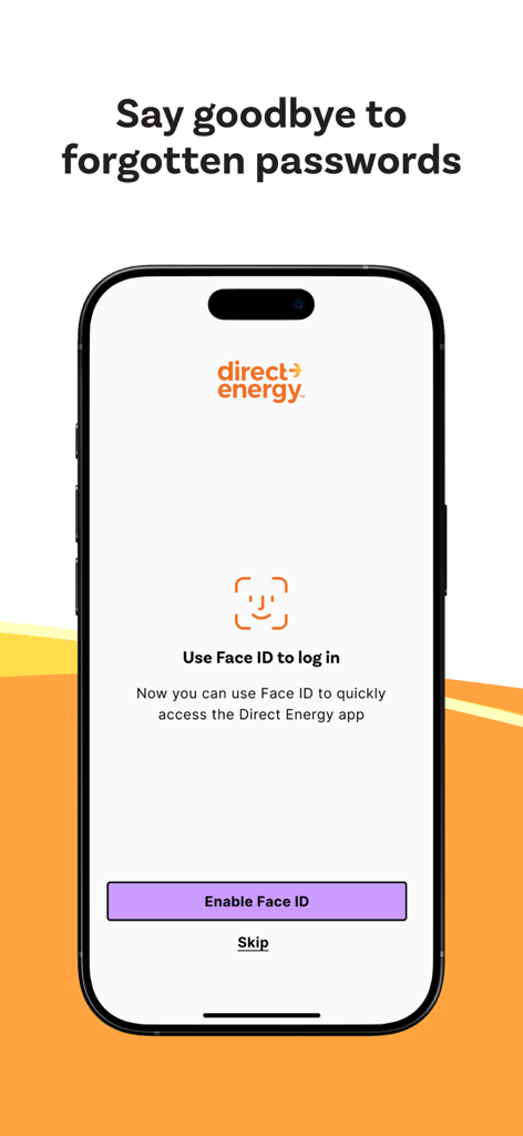 Direct Energy Canada - Direct Energy Canada app screen prompting users to enable Face ID for secure login